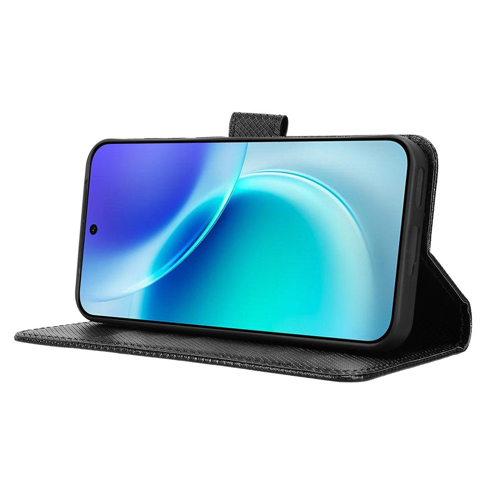 For vivo X300 5G Leather Wallet Case with Strap Diamond Texture Phone Cover