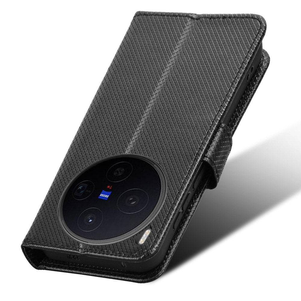 For vivo X300 5G Leather Wallet Case with Strap Diamond Texture Phone Cover