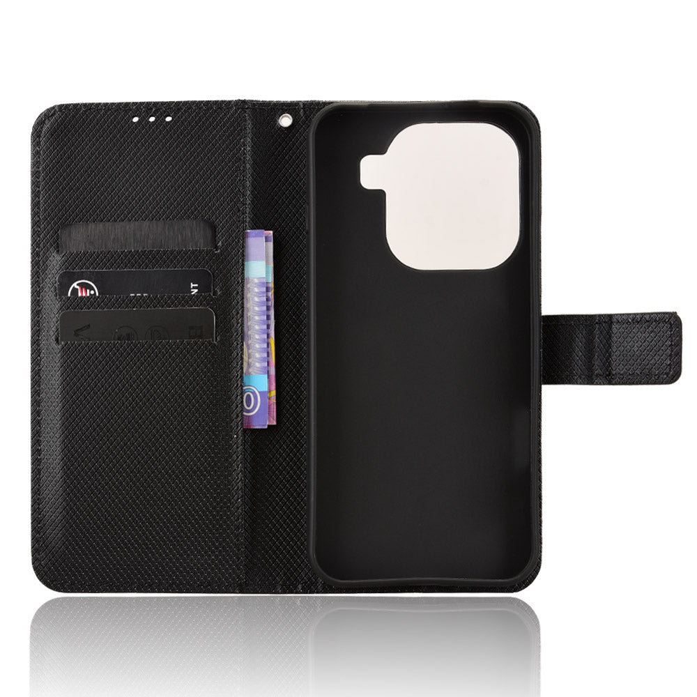 For Oppo Find X9 Pro 5G Leather Wallet Case with Strap Diamond Texture Phone Cover