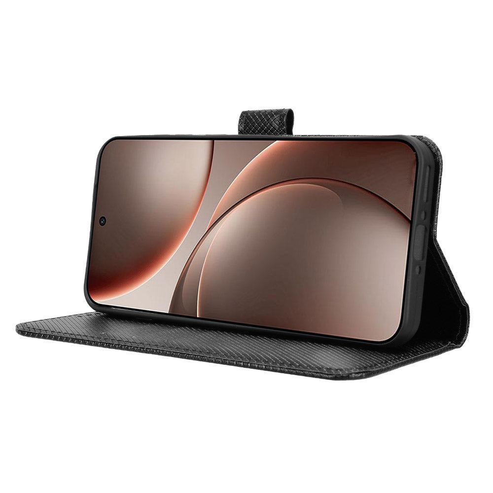 For Oppo Find X9 5G Leather Wallet Case with Strap Diamond Texture Phone Cover