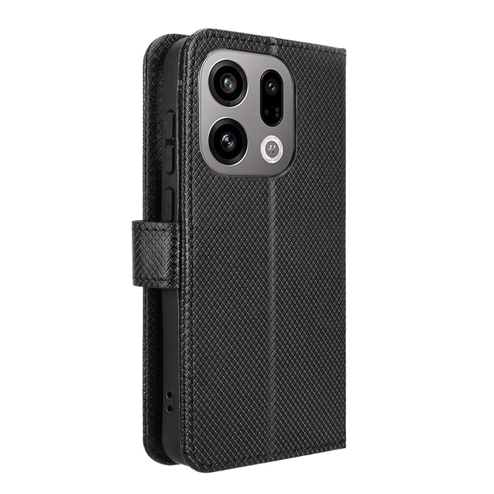 For Oppo Find X9 5G Leather Wallet Case with Strap Diamond Texture Phone Cover