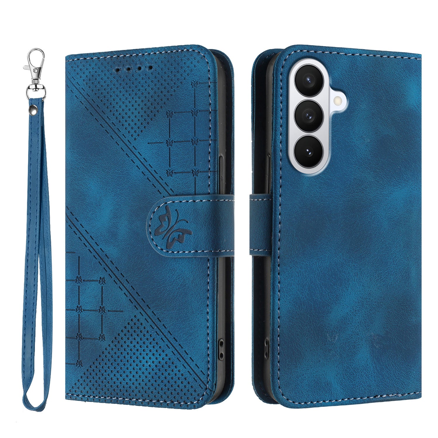 For Samsung Galaxy S26 Pro Leather Wallet Case Butterfly Flower Imprinted Phone Cover with Strap