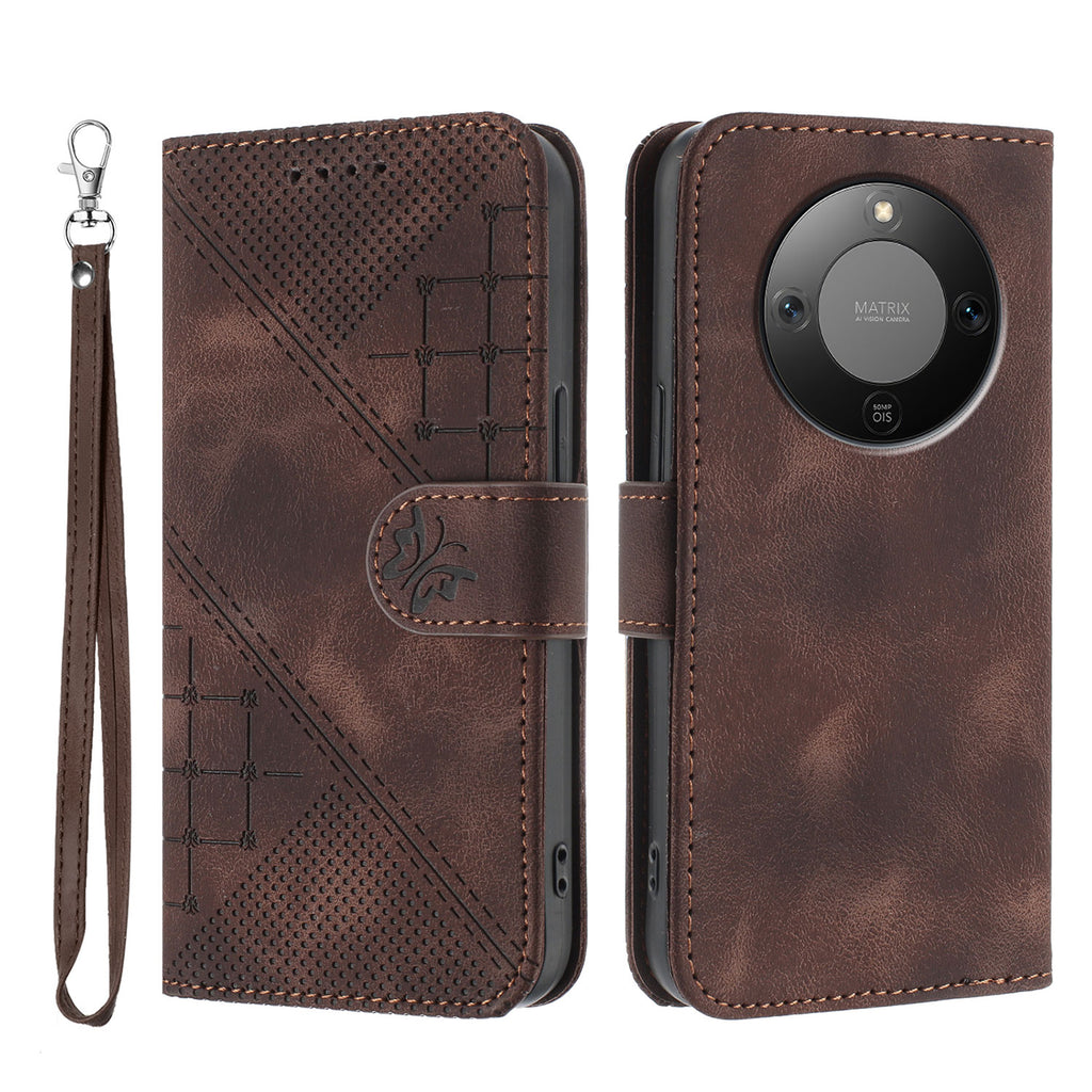 Funda tipo cartera de piel para Honor X9d 5G / Honor X70 5G con estampado de mariposa y flor, incluye correa.