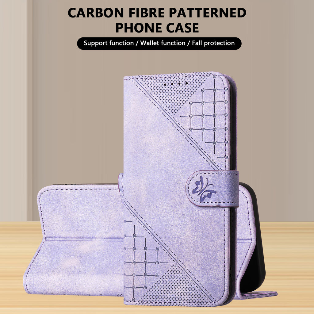 For Samsung Galaxy S26 Edge Leather Wallet Case Butterfly Flower Imprinted Phone Cover with Strap