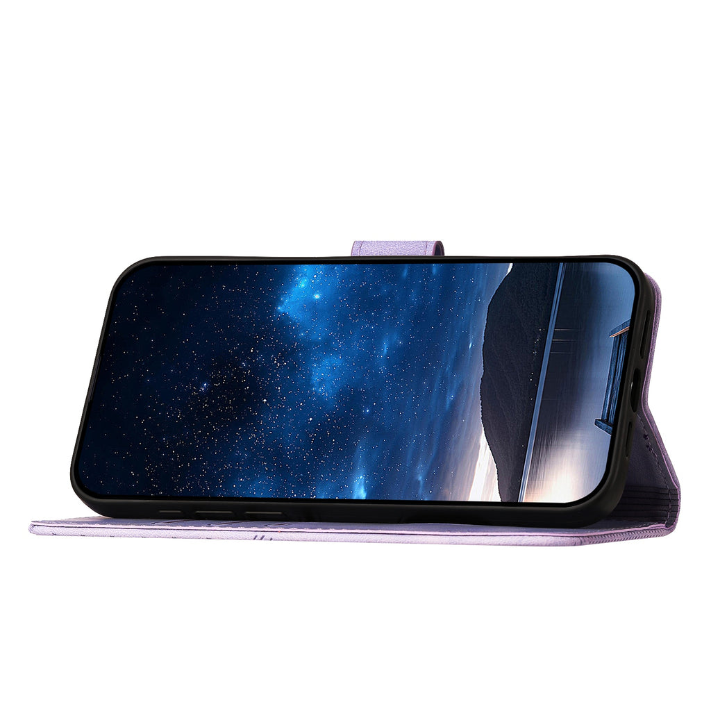 For Samsung Galaxy S26 Edge Leather Wallet Case Butterfly Flower Imprinted Phone Cover with Strap