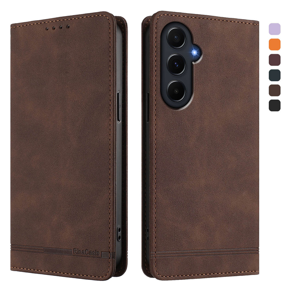 For Samsung Galaxy A55 5G Case RINACASIS RC23 RFID Blocking Wallet Stand PU Leather Phone Cover