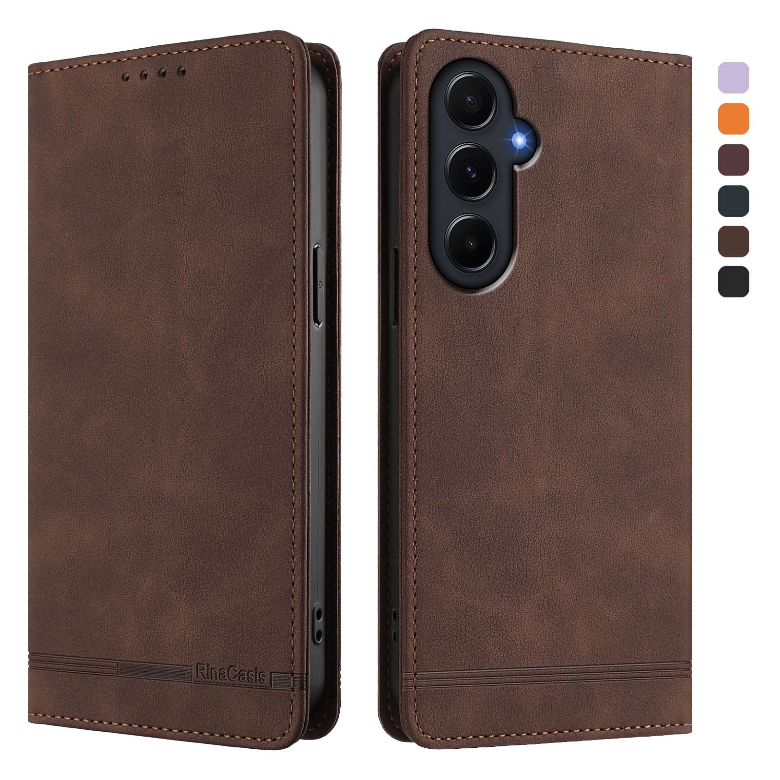 For Samsung Galaxy A55 5G Case RINACASIS RC23 RFID Blocking Wallet Stand PU Leather Phone Cover