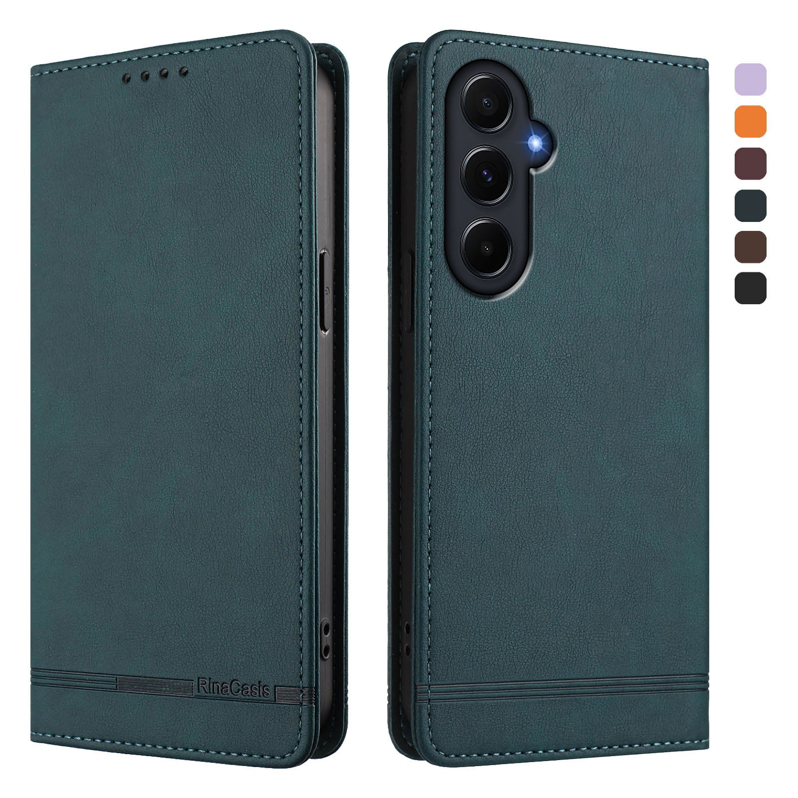 For Samsung Galaxy A55 5G Case RINACASIS RC23 RFID Blocking Wallet Stand PU Leather Phone Cover
