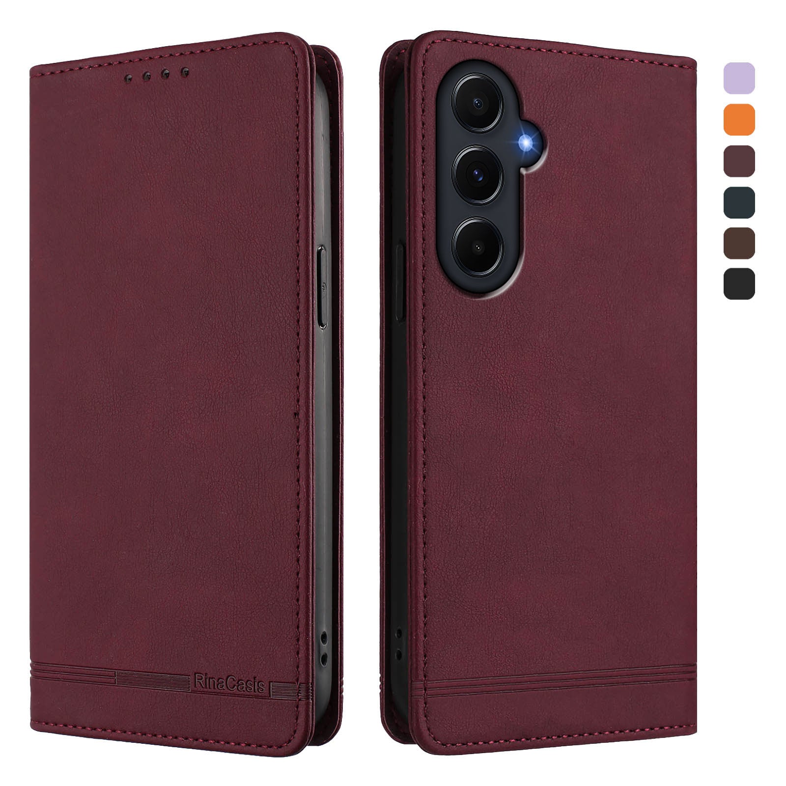 For Samsung Galaxy A55 5G Case RINACASIS RC23 RFID Blocking Wallet Stand PU Leather Phone Cover