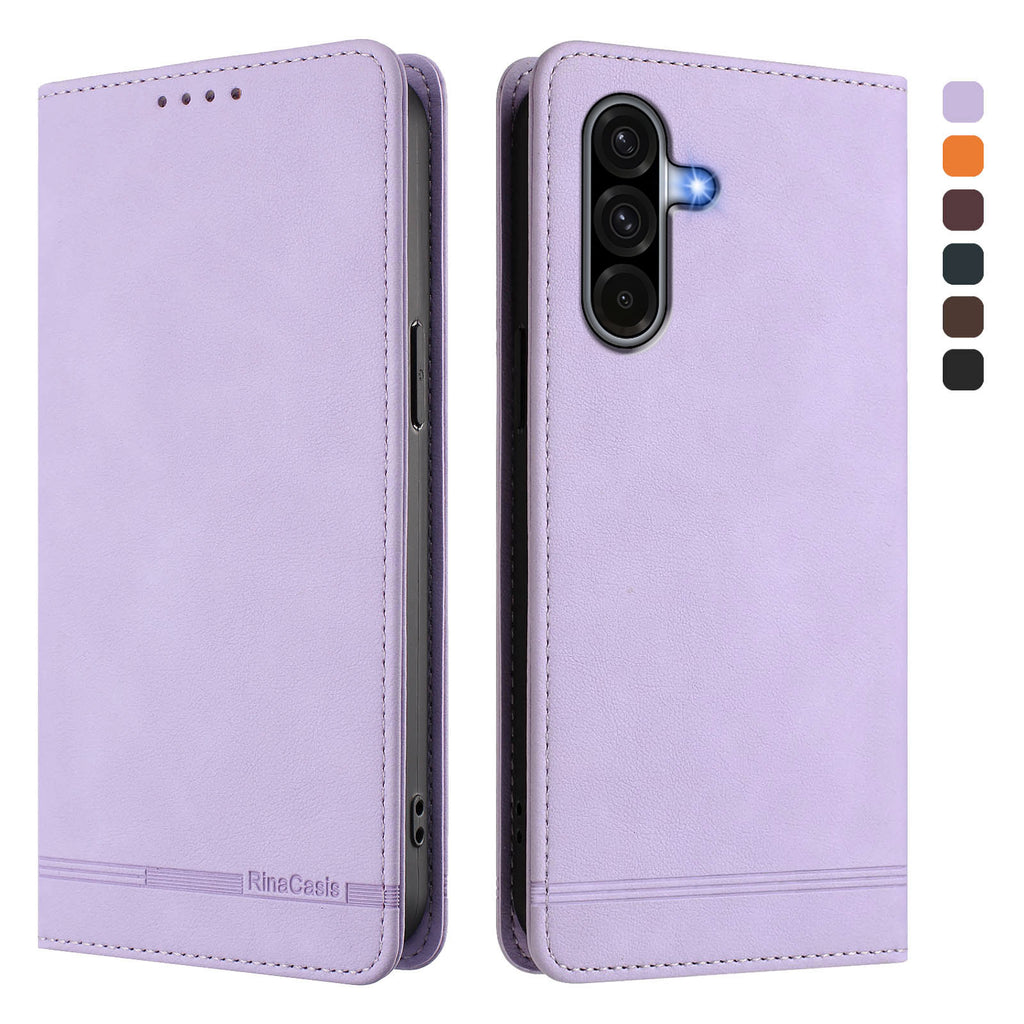 Funda tipo cartera con soporte y bloqueo RFID RINACASIS RC23 para Samsung Galaxy A17 4G / Galaxy A26 5G / Galaxy A17 5G. Fabricada en piel sintética.
