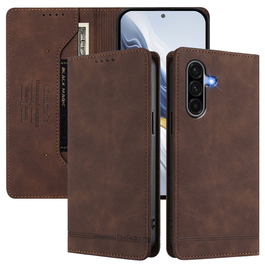For Samsung Galaxy A56 5G Case RINACASIS RC23 RFID Blocking Wallet Stand PU Leather Phone Cover