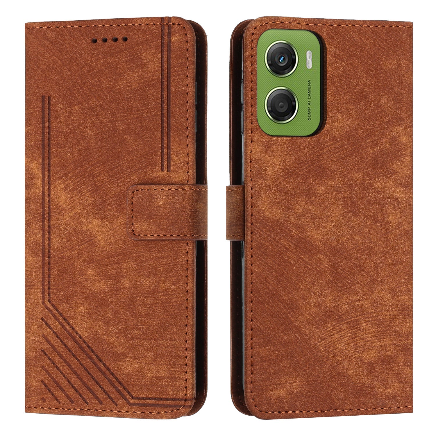 For Motorola Moto G06 Power 4G / Motorola Moto G06 4G Stand Case Imprinted Lines Leather Phone Cover