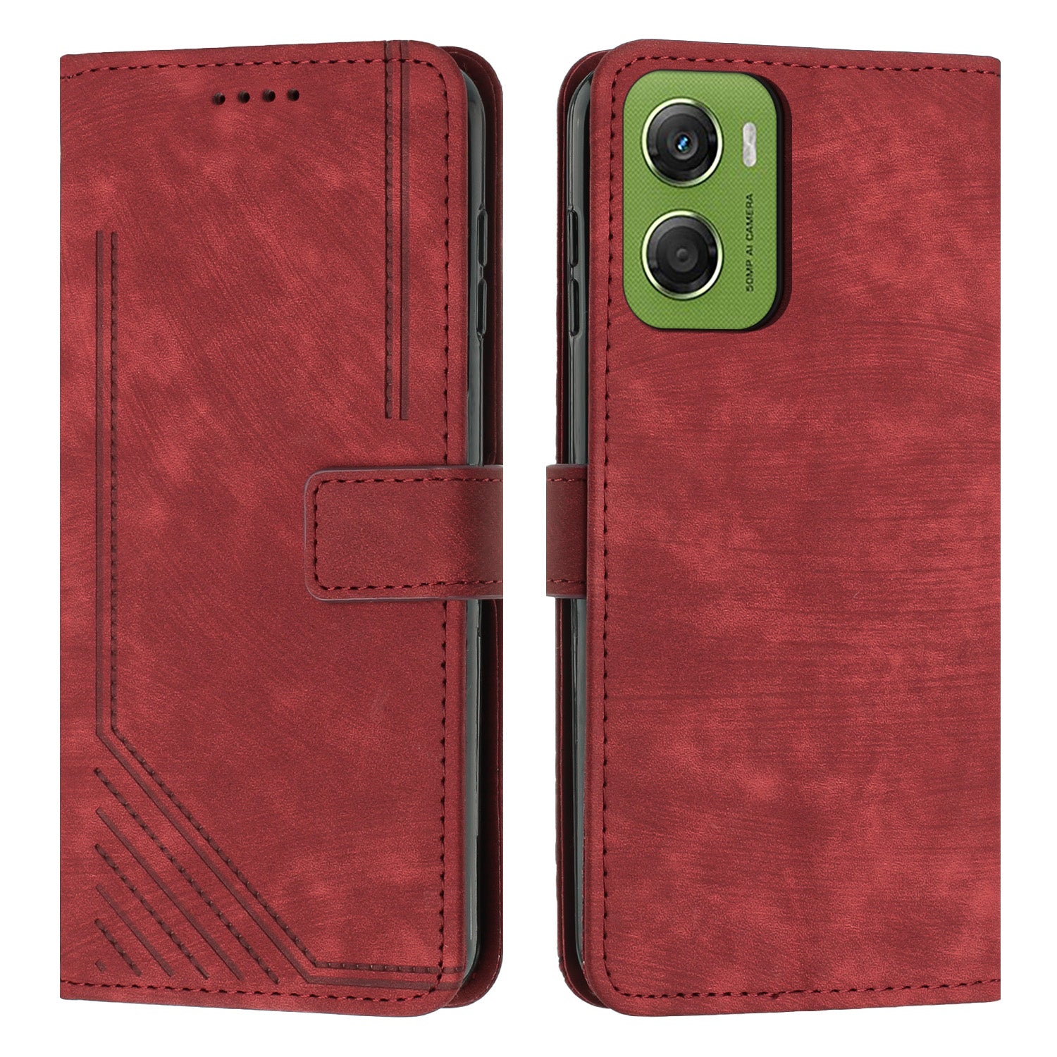 For Motorola Moto G06 Power 4G / Motorola Moto G06 4G Stand Case Imprinted Lines Leather Phone Cover