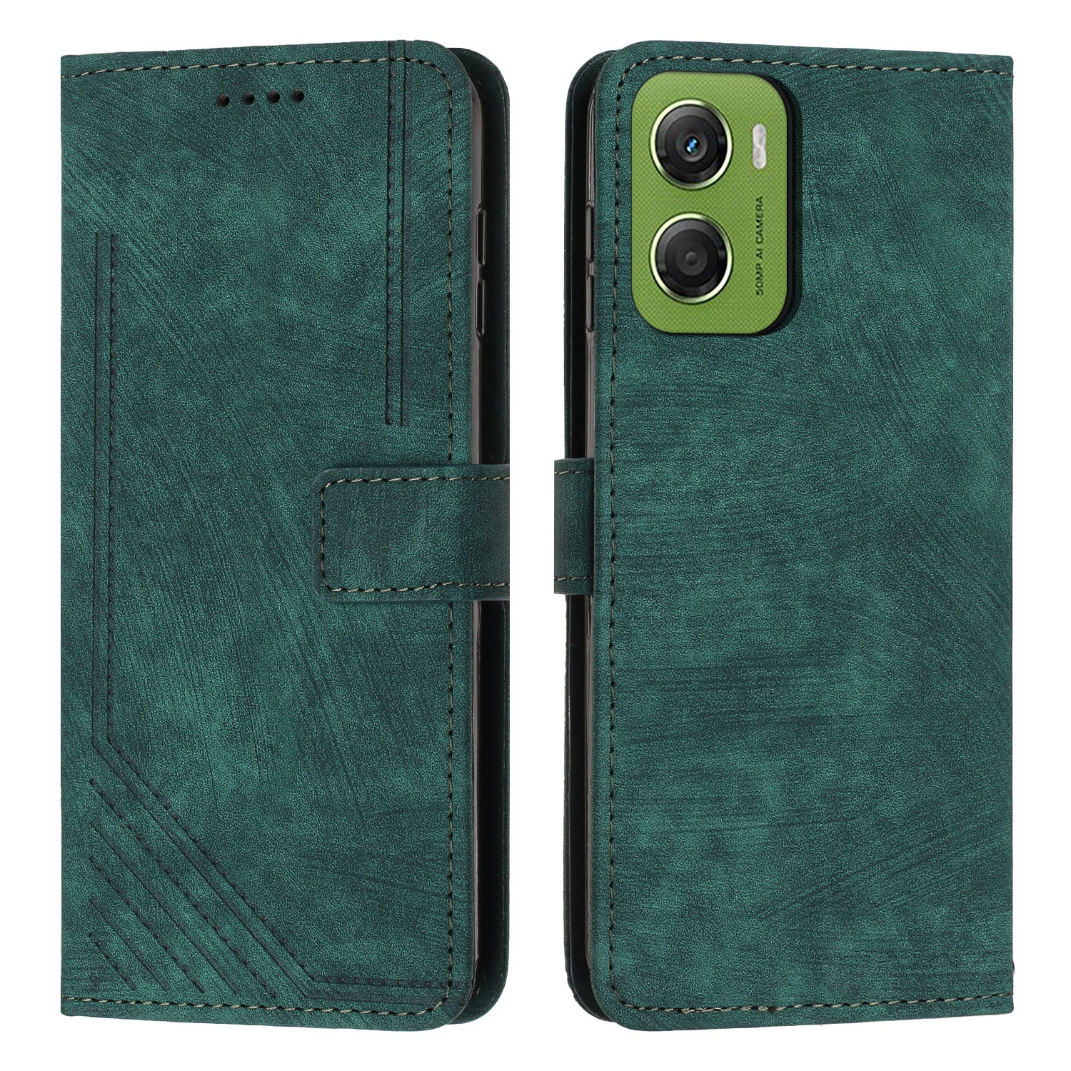 For Motorola Moto G06 Power 4G / Motorola Moto G06 4G Stand Case Imprinted Lines Leather Phone Cover