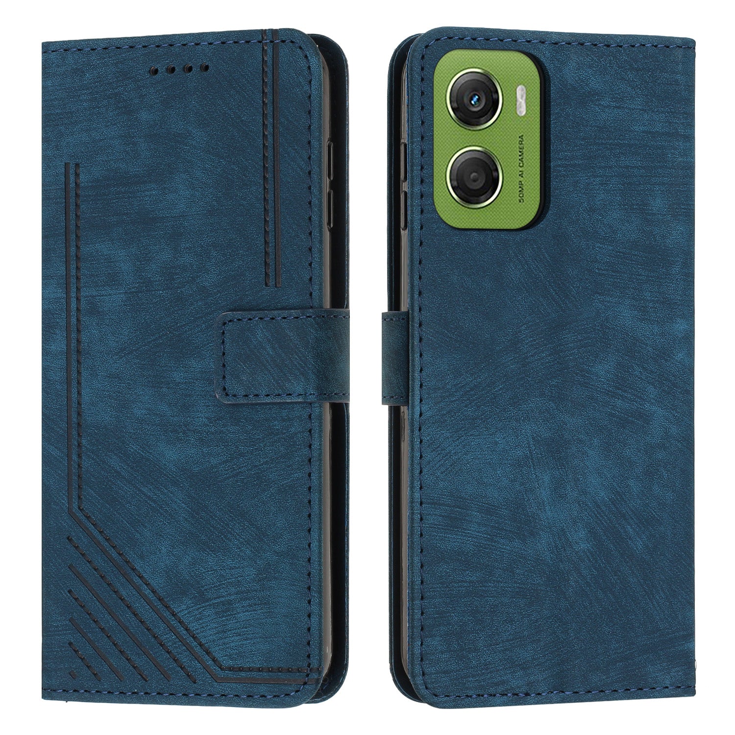 For Motorola Moto G06 Power 4G / Motorola Moto G06 4G Stand Case Imprinted Lines Leather Phone Cover