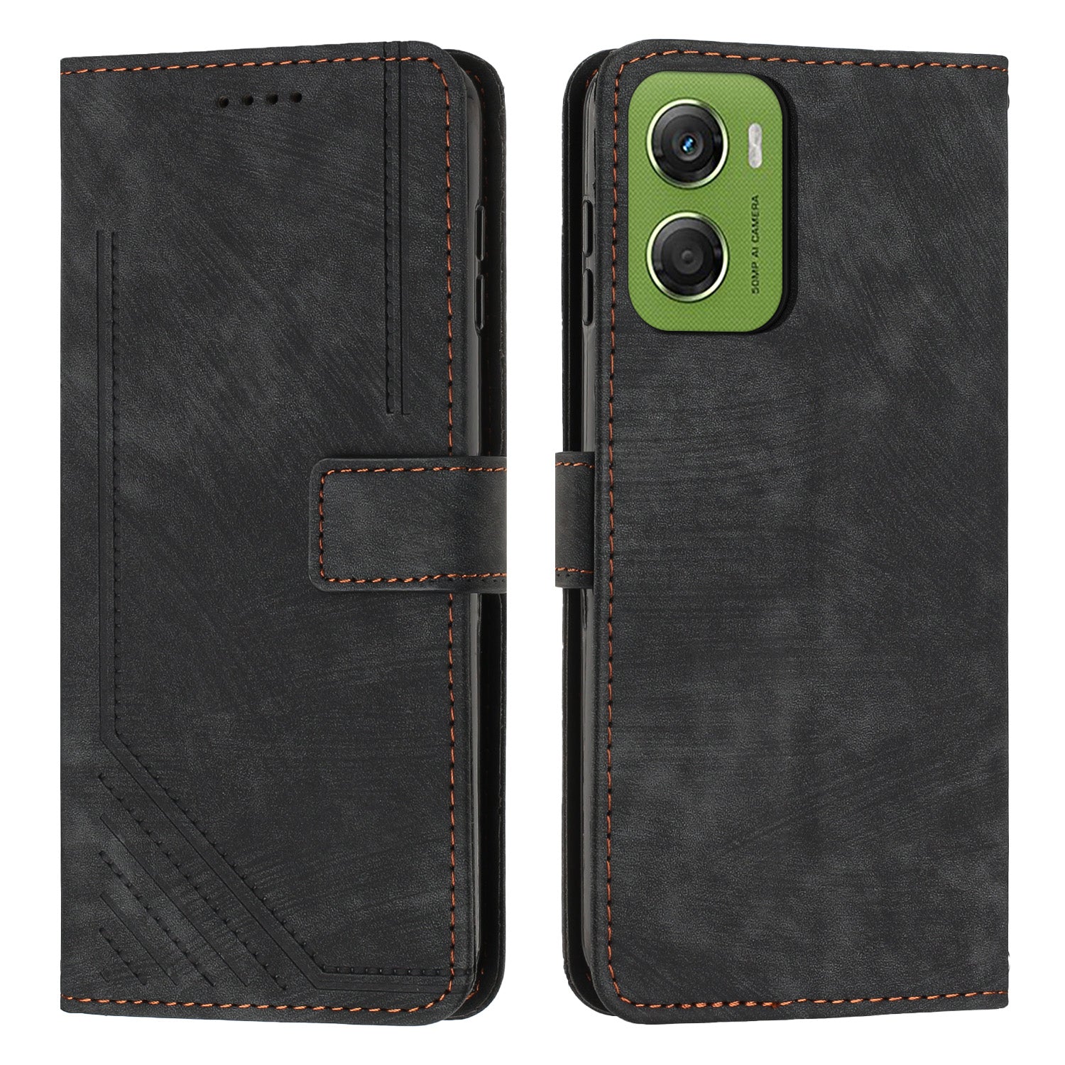 For Motorola Moto G06 Power 4G / Motorola Moto G06 4G Stand Case Imprinted Lines Leather Phone Cover