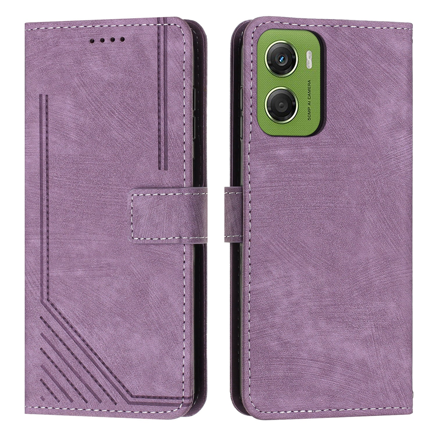 For Motorola Moto G06 Power 4G / Motorola Moto G06 4G Stand Case Imprinted Lines Leather Phone Cover
