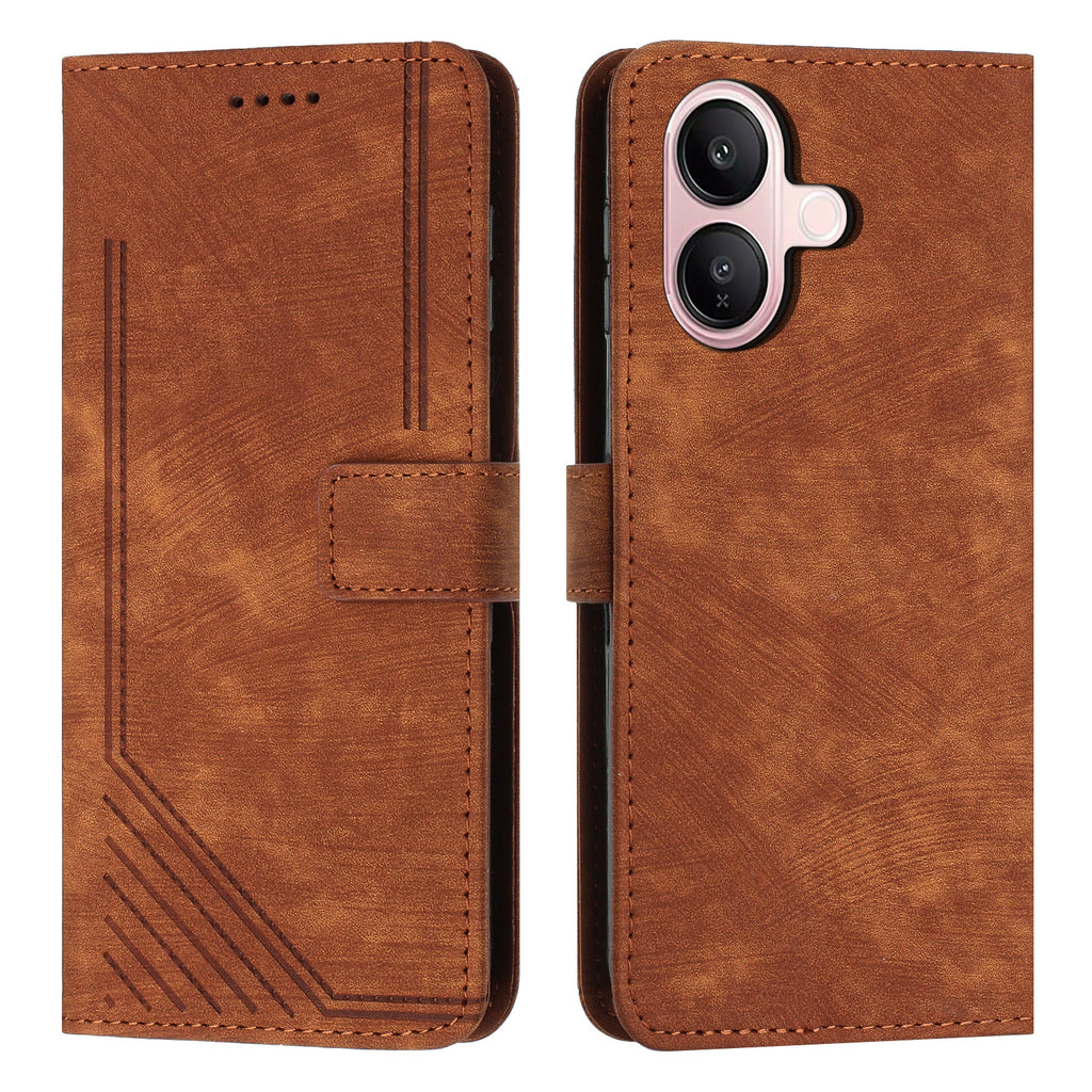 For vivo V60 Lite 4G / vivo V60 Lite 5G Stand Case Imprinted Lines Leather Phone Cover