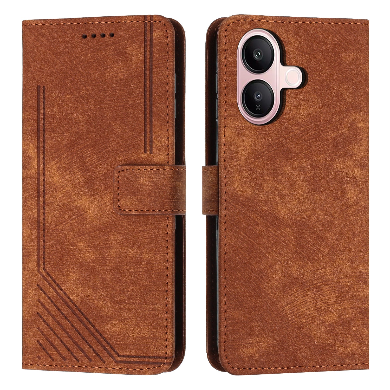 For vivo V60 Lite 4G / vivo V60 Lite 5G Stand Case Imprinted Lines Leather Phone Cover