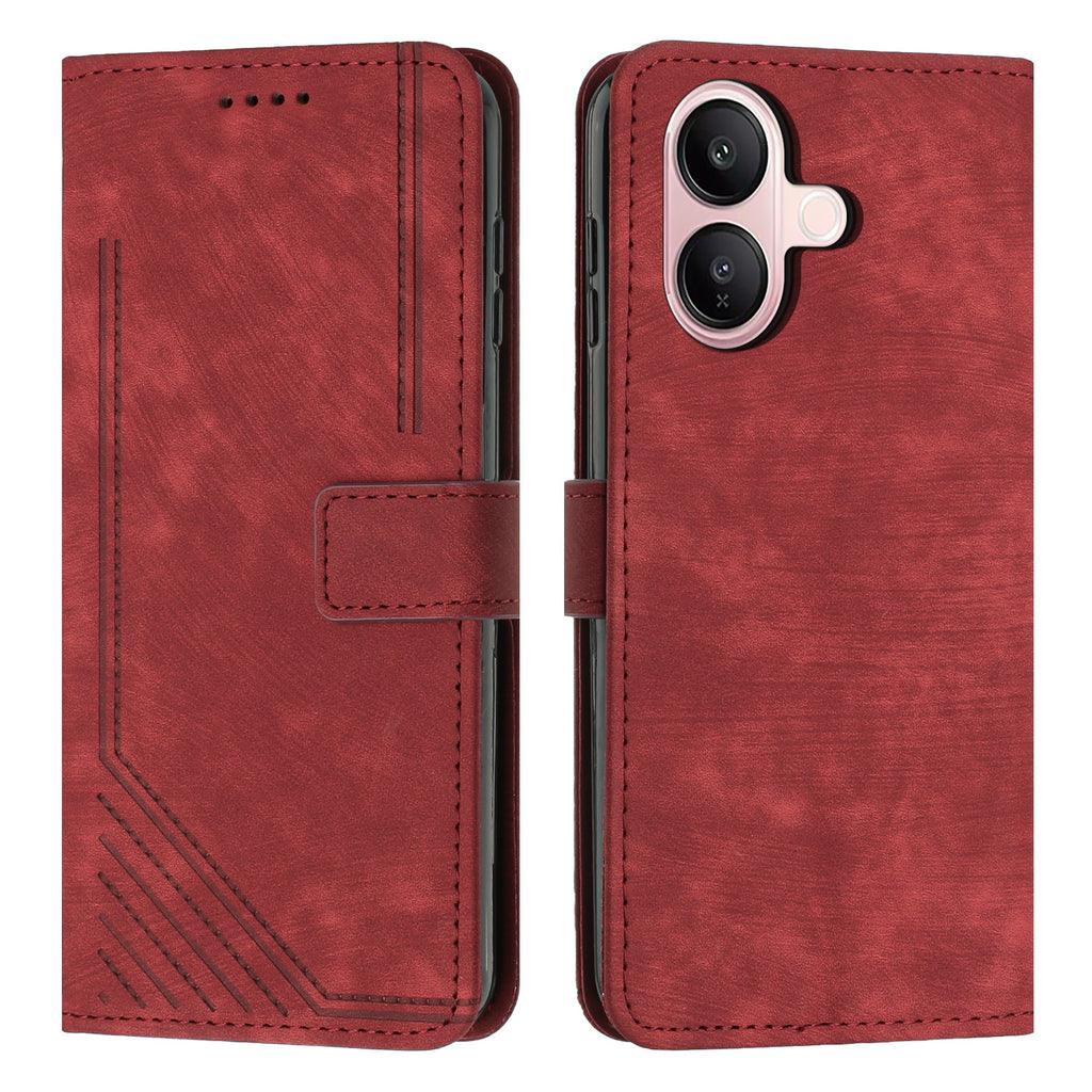 For vivo V60 Lite 4G / vivo V60 Lite 5G Stand Case Imprinted Lines Leather Phone Cover