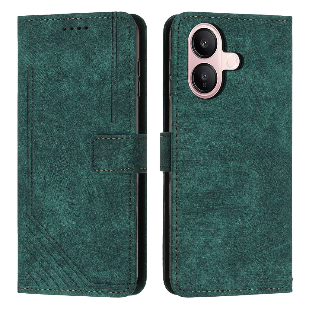 Étui de téléphone en cuir avec support et lignes imprimées pour vivo V60 Lite 4G / vivo V60 Lite 5G