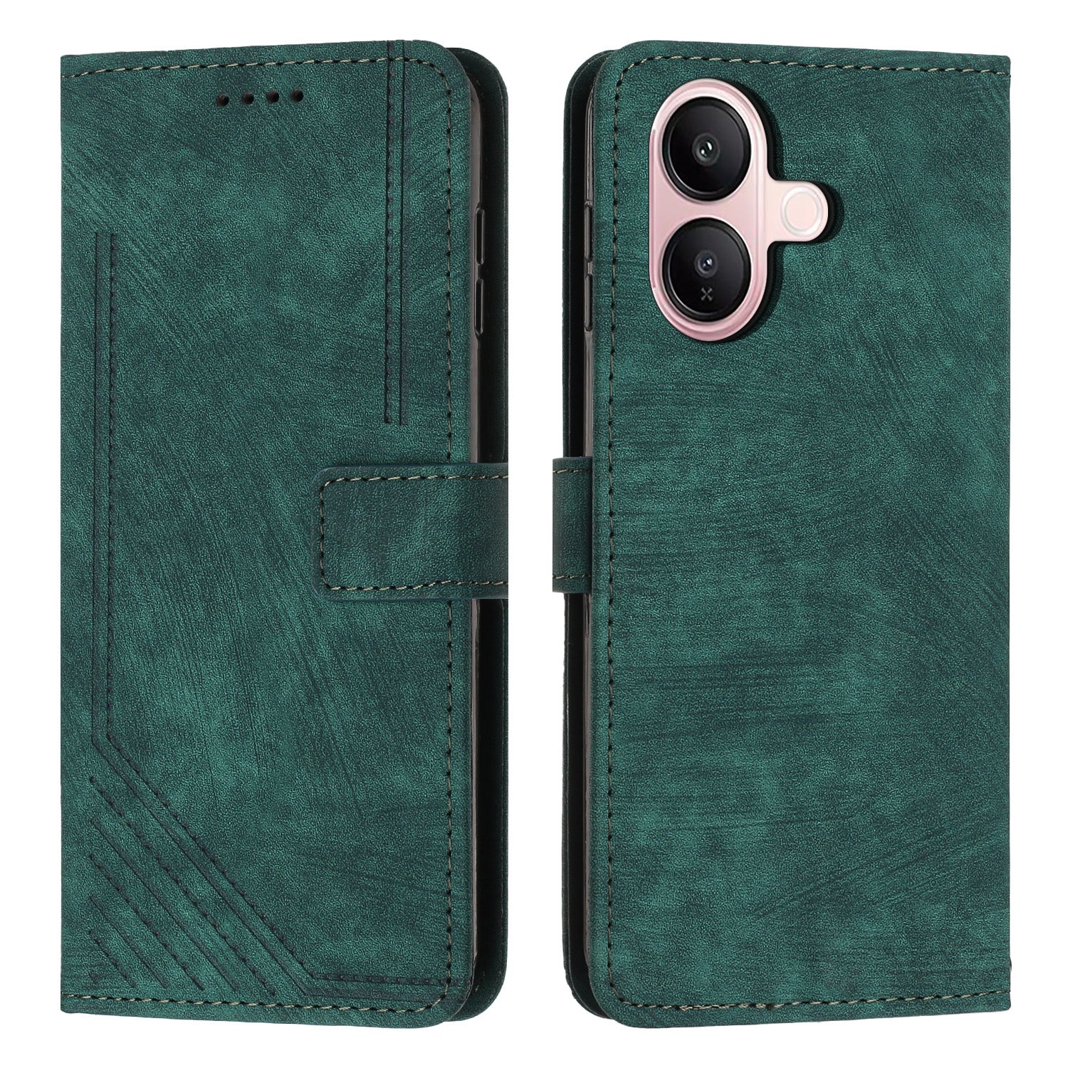 For vivo V60 Lite 4G / vivo V60 Lite 5G Stand Case Imprinted Lines Leather Phone Cover