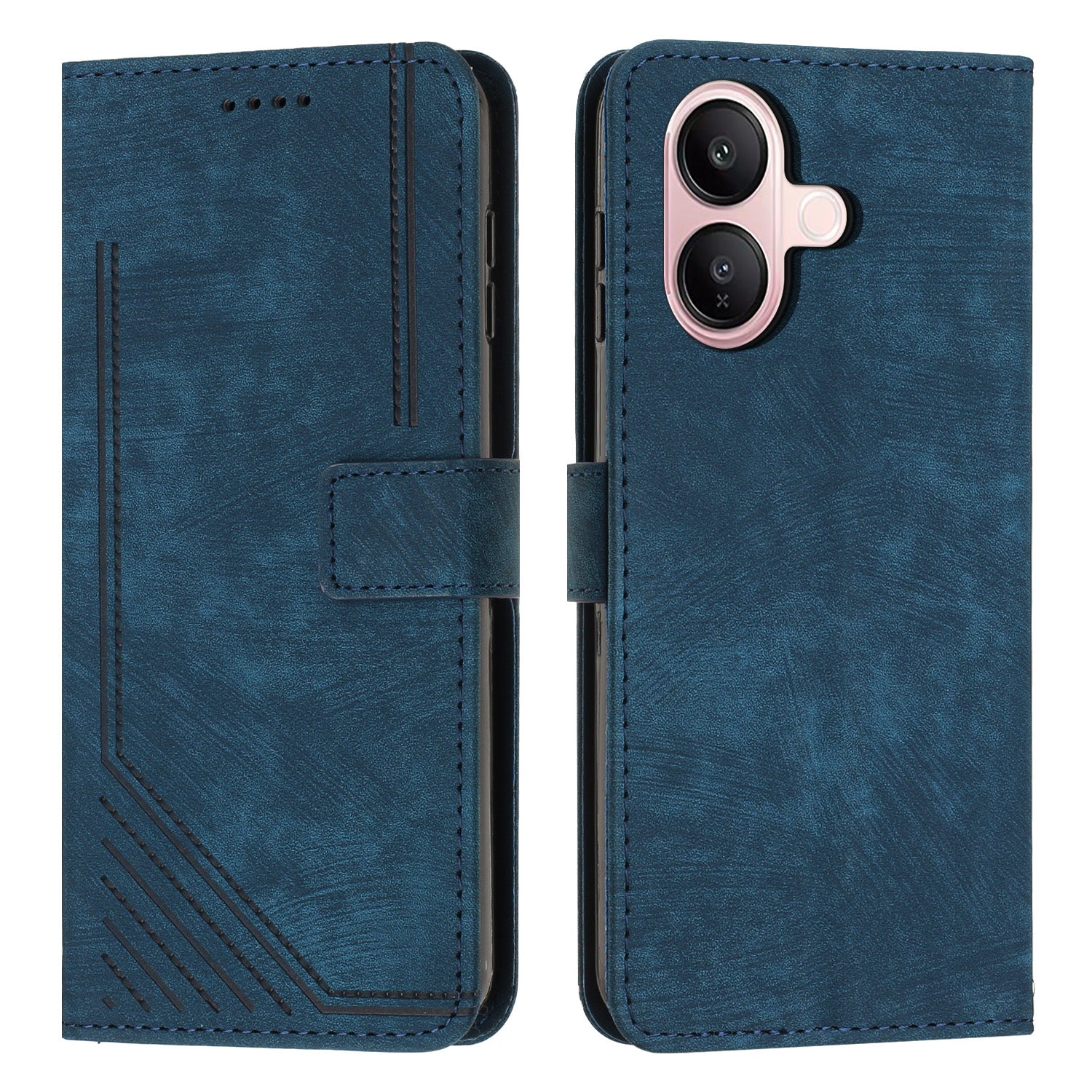 For vivo V60 Lite 4G / vivo V60 Lite 5G Stand Case Imprinted Lines Leather Phone Cover