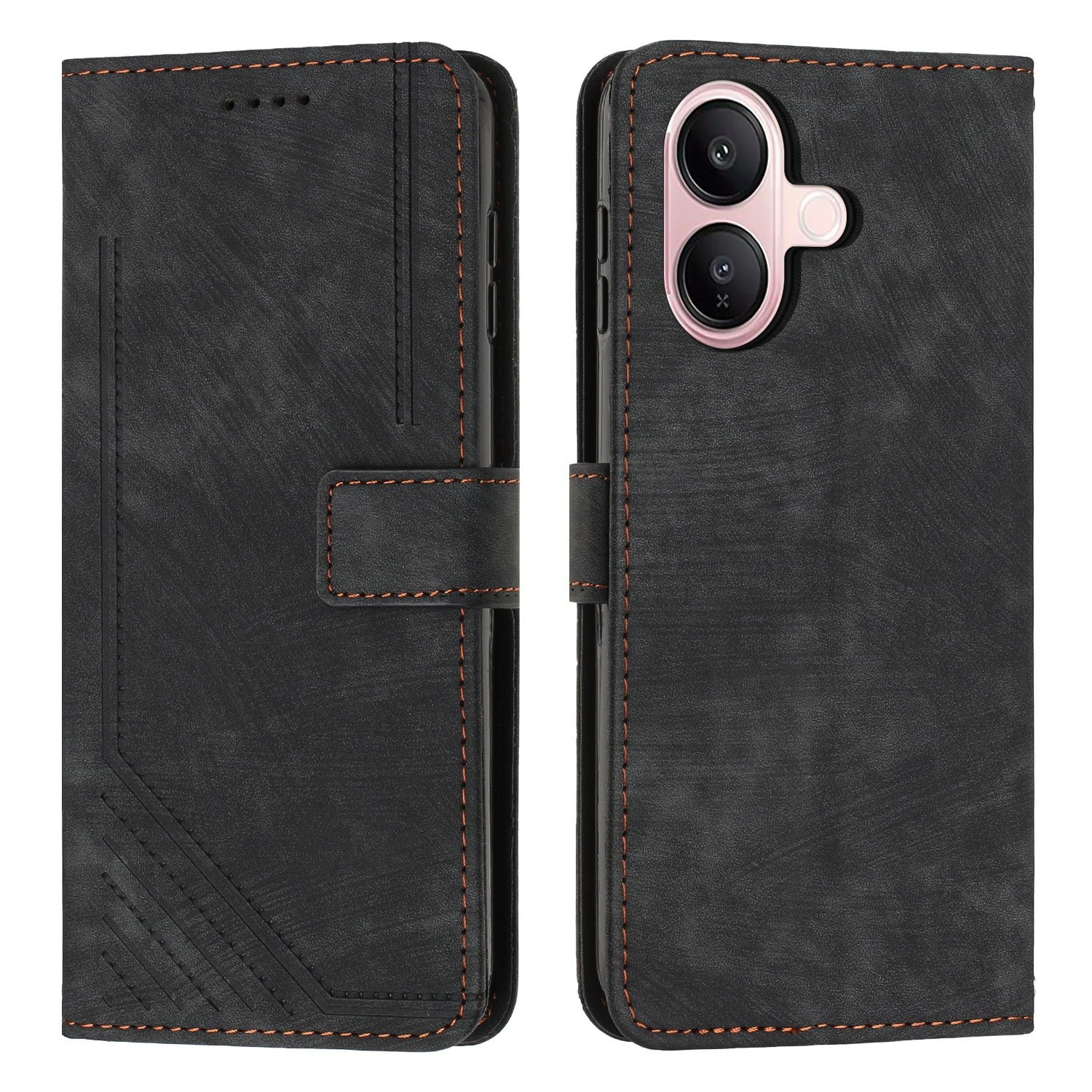 For vivo V60 Lite 4G / vivo V60 Lite 5G Stand Case Imprinted Lines Leather Phone Cover