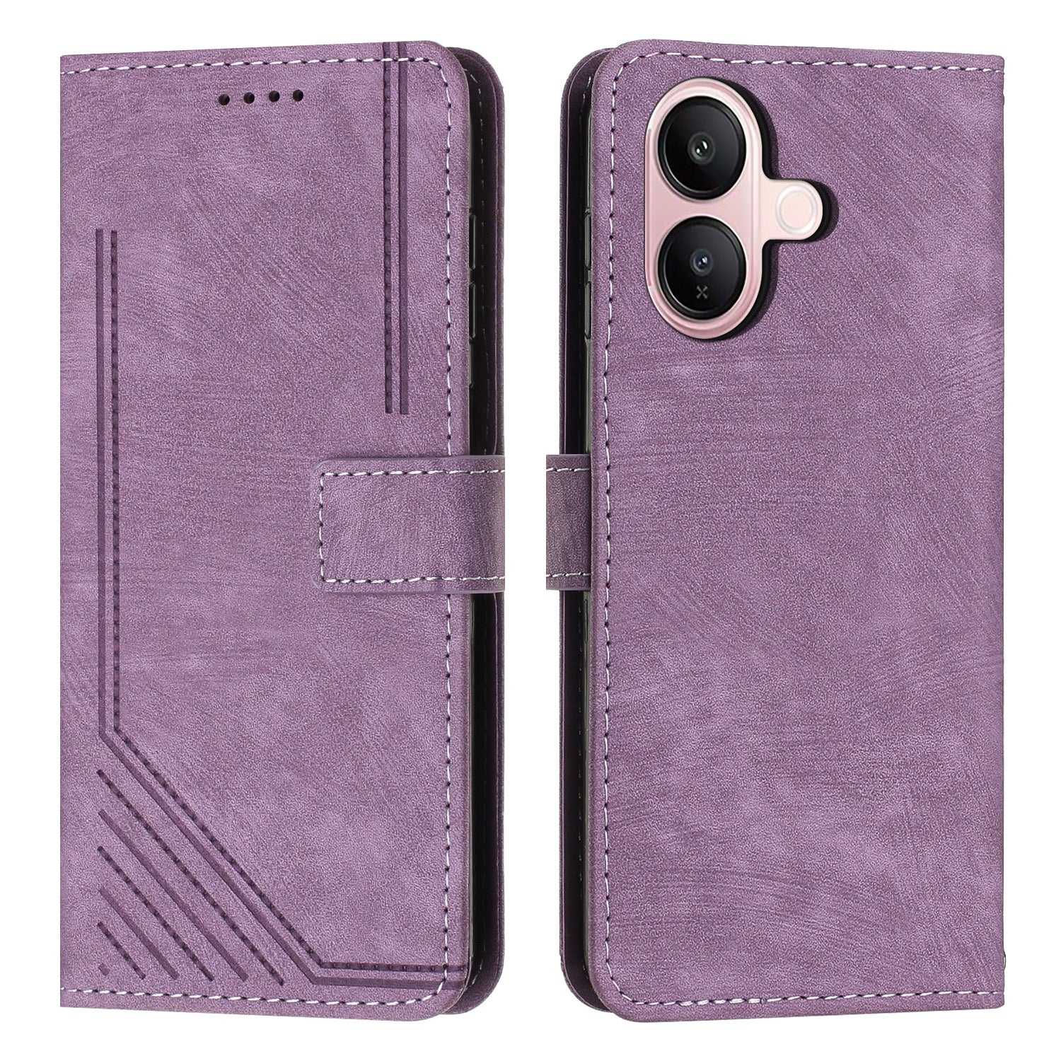 For vivo V60 Lite 4G / vivo V60 Lite 5G Stand Case Imprinted Lines Leather Phone Cover