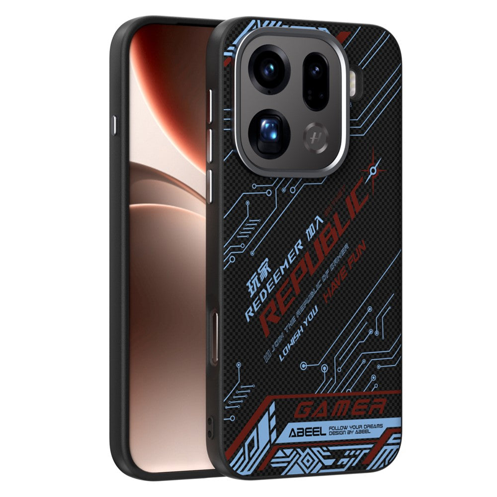 ABEEL For Oppo Find X9 Pro 5G Case Compatible with MagSafe Printed PC TPU Aluminum Alloy Leather Phone Cover