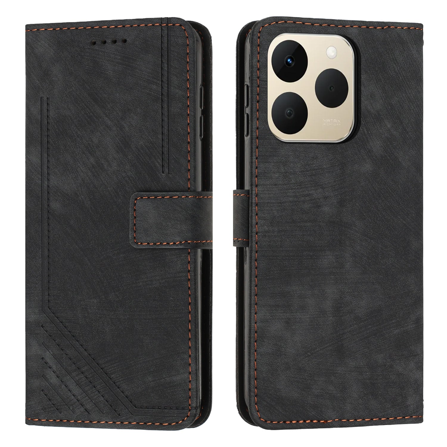 For Realme 15T 5G Stand Case Imprinted Lines Leather Phone Cover