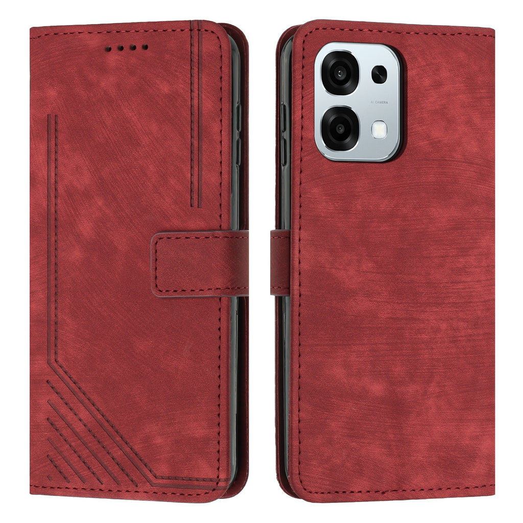 For Oppo A6 Pro 4G / Oppo A6 Pro 5G / Oppo F31 5G Stand Case Imprinted Lines Leather Phone Cover