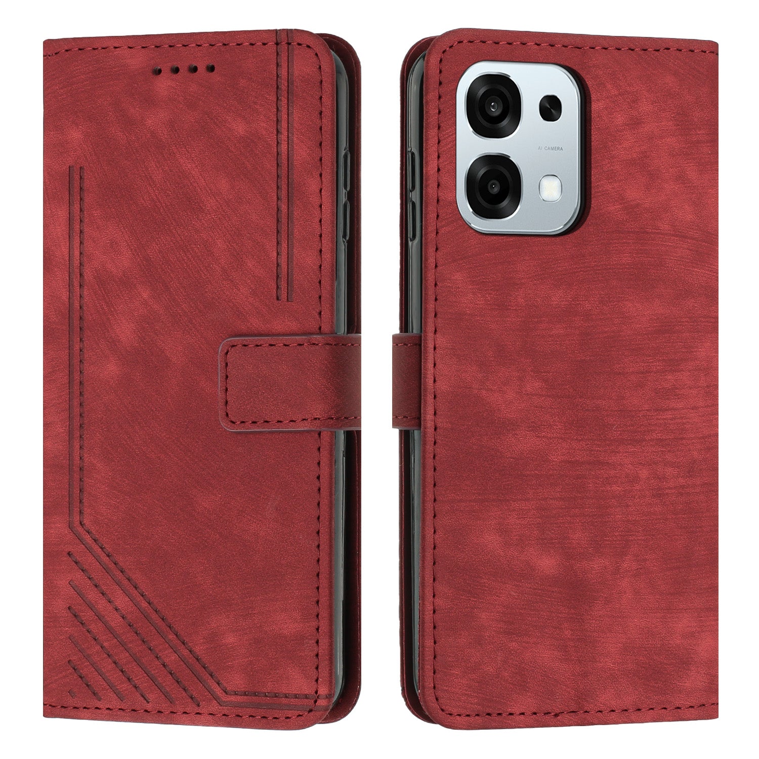 For Oppo A6 Pro 4G / Oppo A6 Pro 5G / Oppo F31 5G Stand Case Imprinted Lines Leather Phone Cover