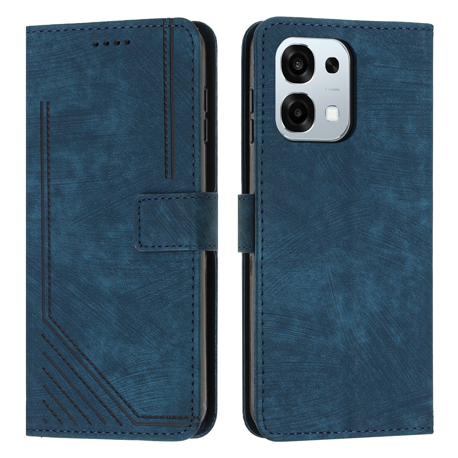 For Oppo A6 Pro 4G / Oppo A6 Pro 5G / Oppo F31 5G Stand Case Imprinted Lines Leather Phone Cover