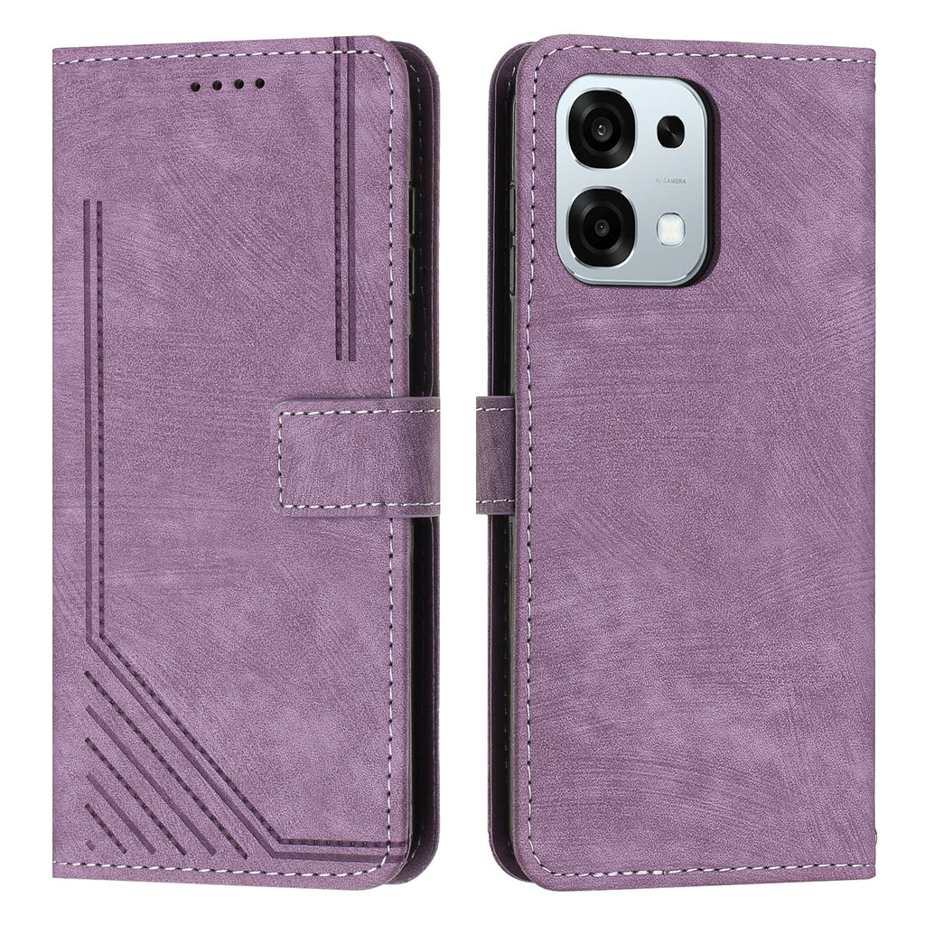 Funda de cuero con soporte y diseño de líneas impresas para Oppo A6 Pro 4G / Oppo A6 Pro 5G / Oppo F31 5G