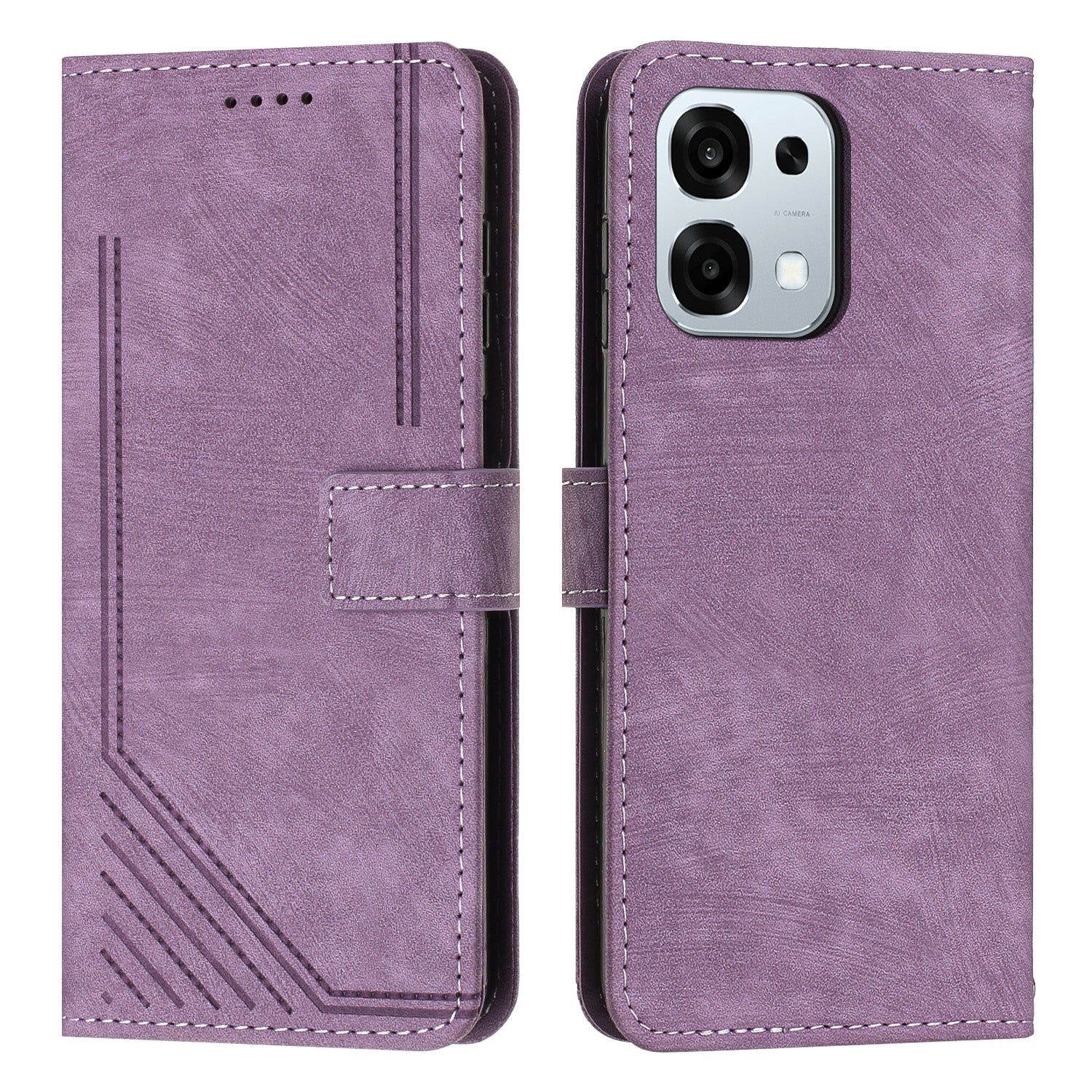 For Oppo A6 Pro 4G / Oppo A6 Pro 5G / Oppo F31 5G Stand Case Imprinted Lines Leather Phone Cover