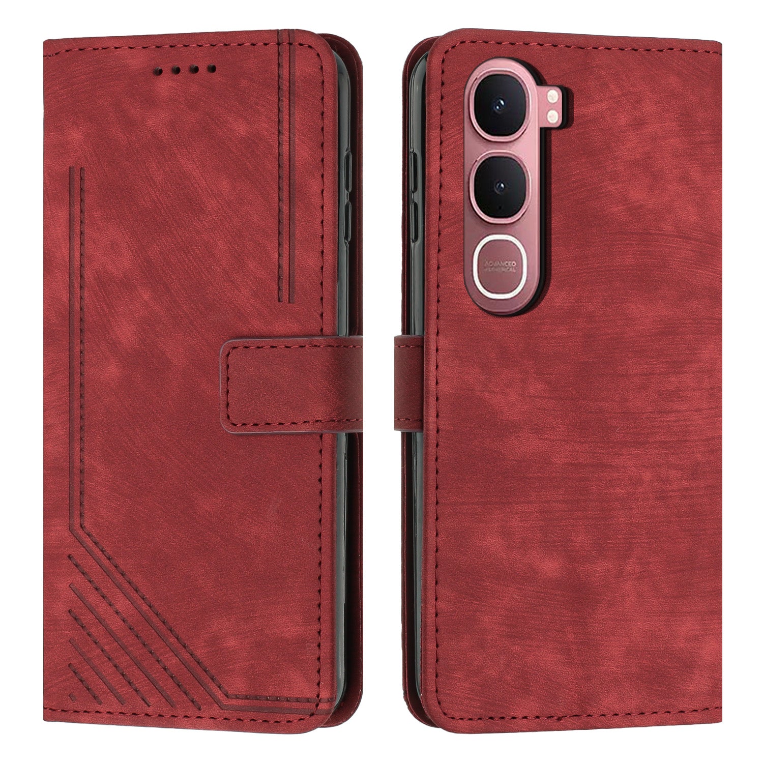 For vivo Y21d / vivo Y31 5G Stand Case Imprinted Lines Leather Phone Cover