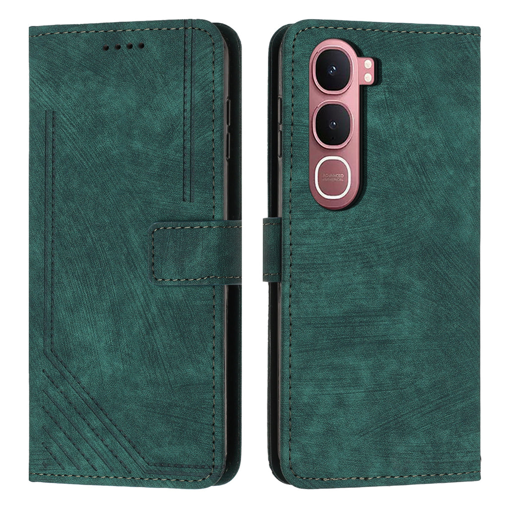 For vivo Y21d / vivo Y31 5G Stand Case Imprinted Lines Leather Phone Cover