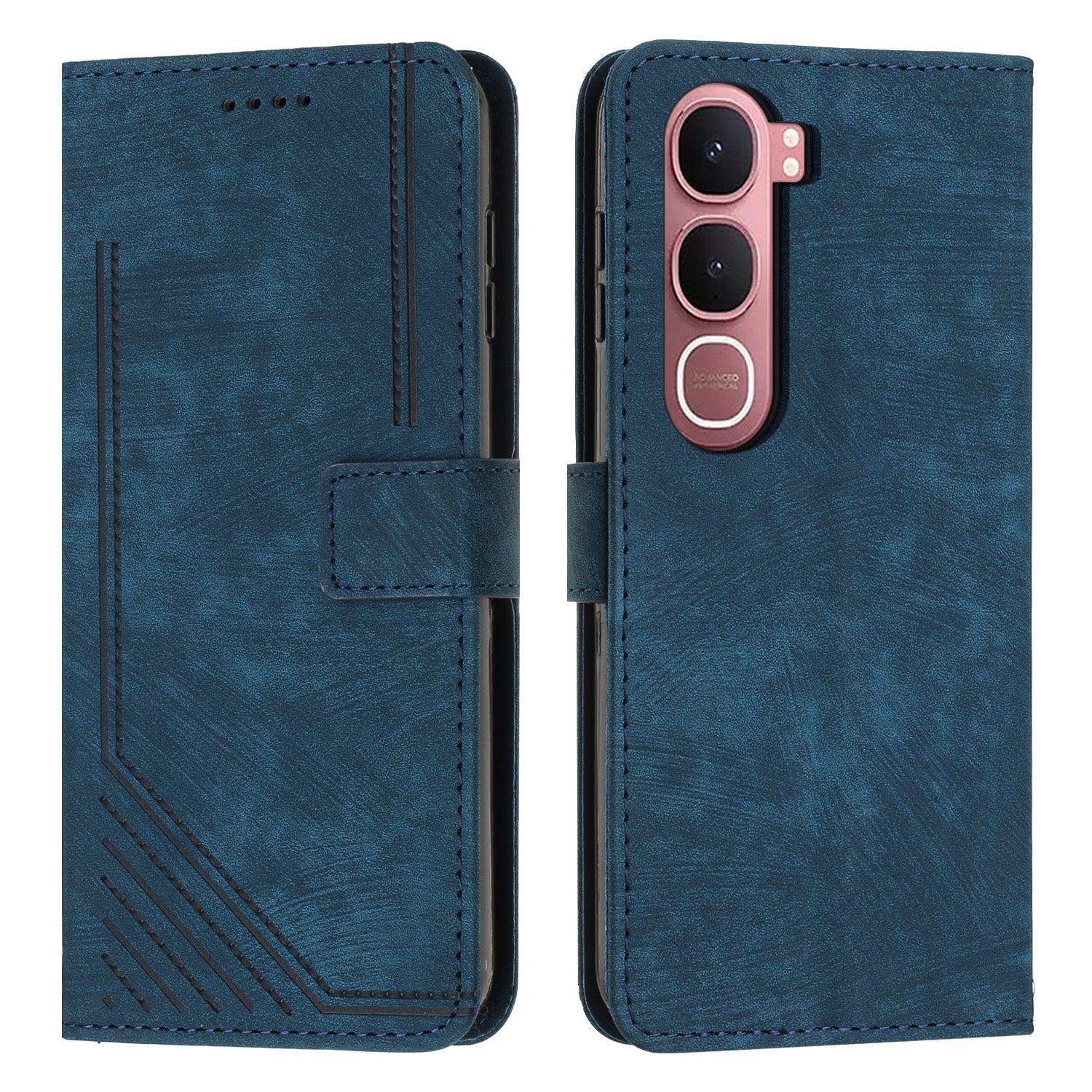 For vivo Y21d / vivo Y31 5G Stand Case Imprinted Lines Leather Phone Cover