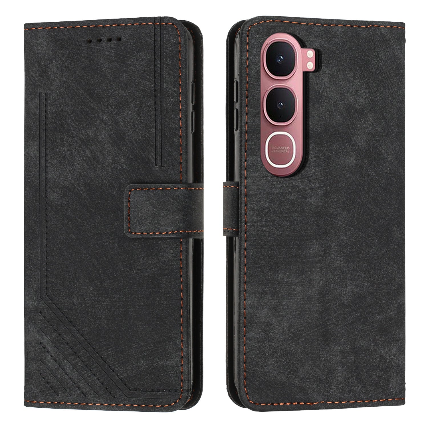 For vivo Y21d / vivo Y31 5G Stand Case Imprinted Lines Leather Phone Cover