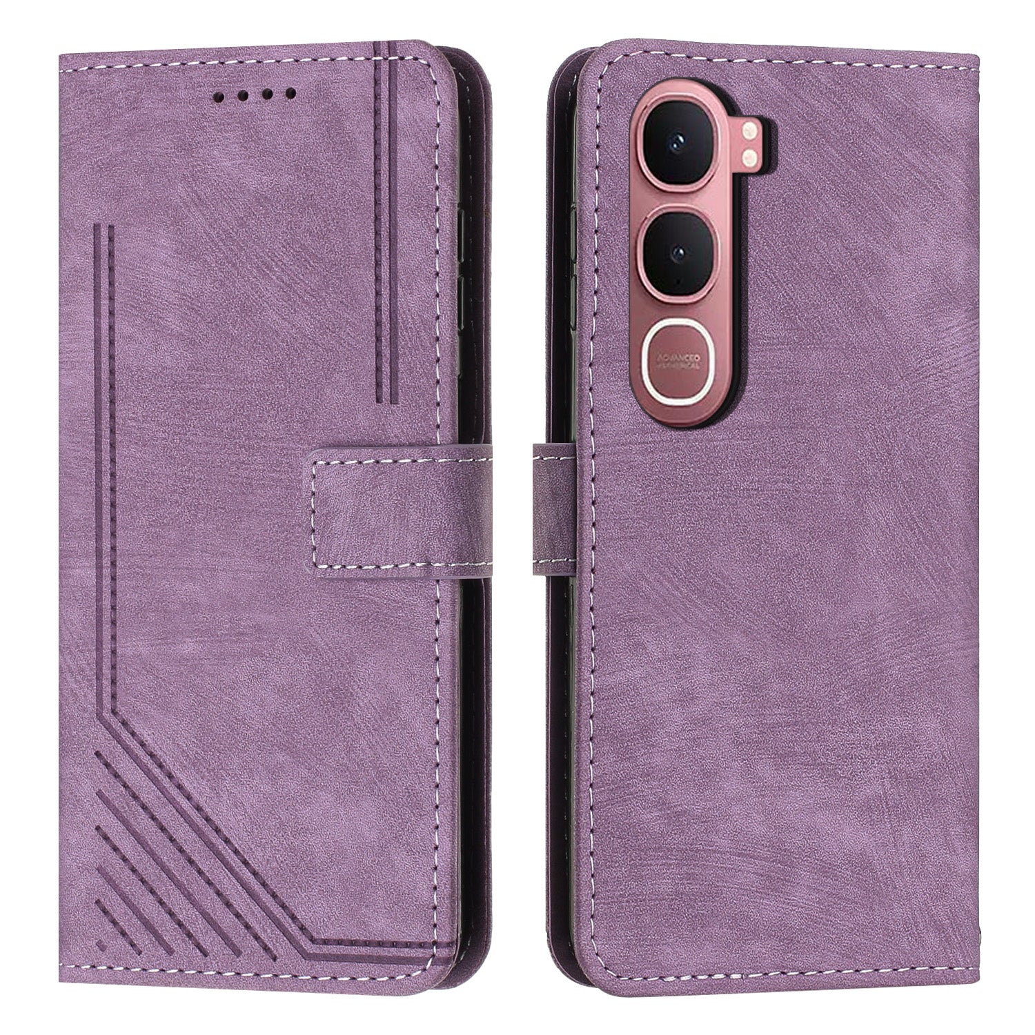 For vivo Y21d / vivo Y31 5G Stand Case Imprinted Lines Leather Phone Cover