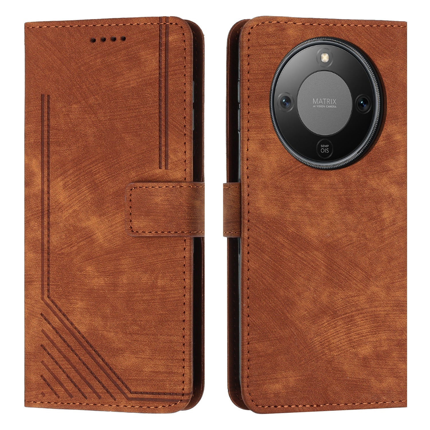 For Honor X70 5G / Honor X9d 5G Stand Case Imprinted Lines Leather Phone Cover