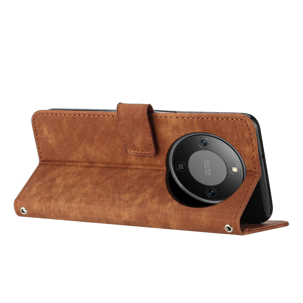 For Honor X70 5G / Honor X9d 5G Stand Case Imprinted Lines Leather Phone Cover