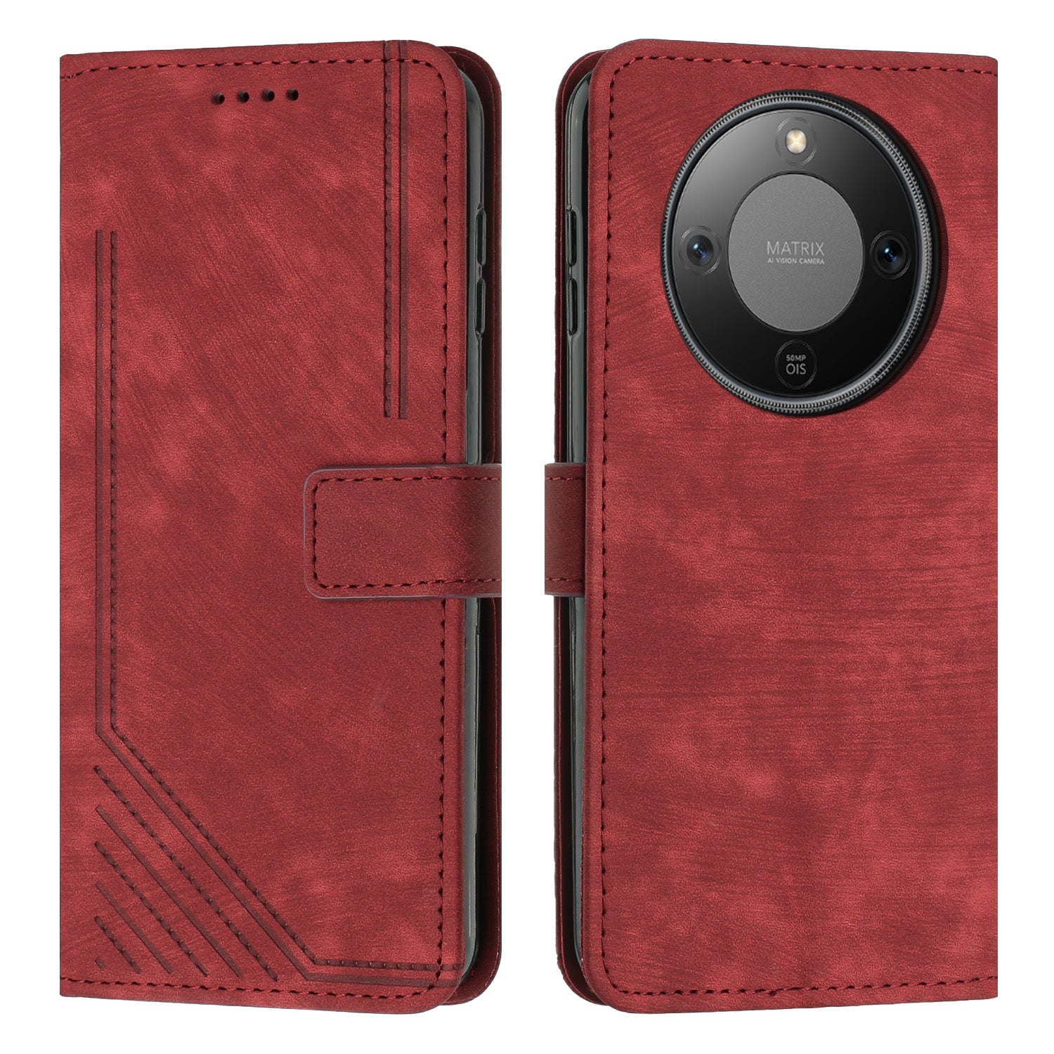 For Honor X70 5G / Honor X9d 5G Stand Case Imprinted Lines Leather Phone Cover