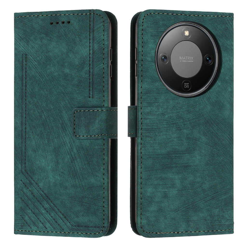 Funda de cuero con soporte y diseño de líneas impresas para Honor X70 5G / Honor X9d 5G