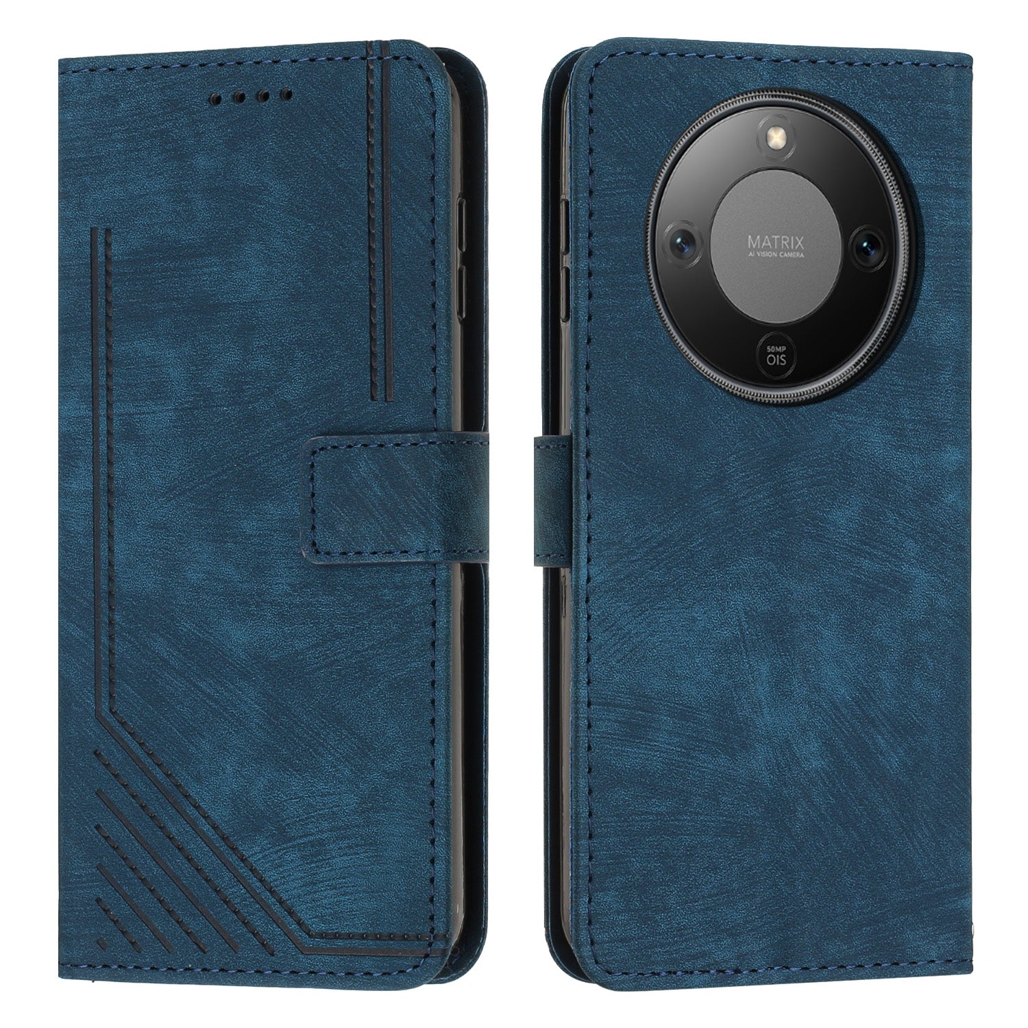 For Honor X70 5G / Honor X9d 5G Stand Case Imprinted Lines Leather Phone Cover