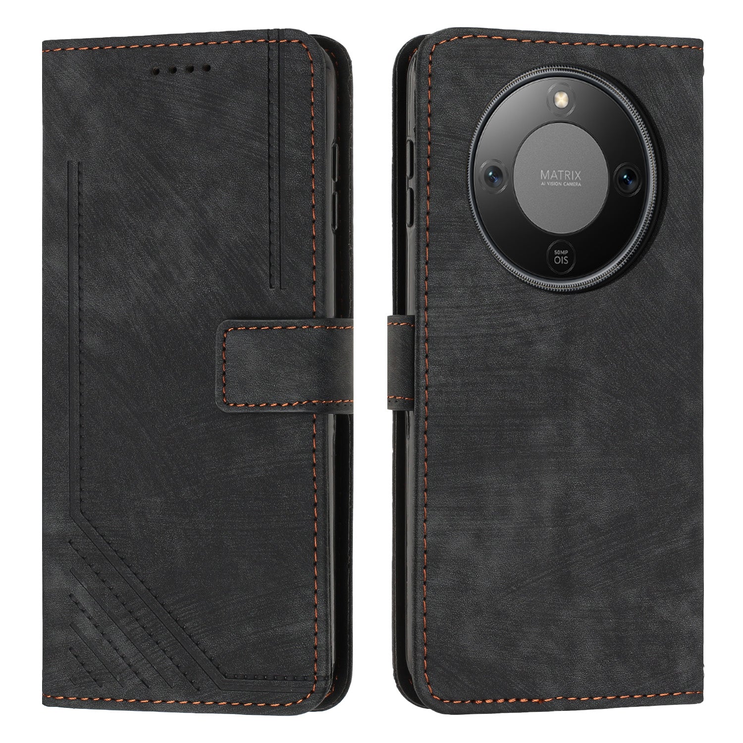 For Honor X70 5G / Honor X9d 5G Stand Case Imprinted Lines Leather Phone Cover