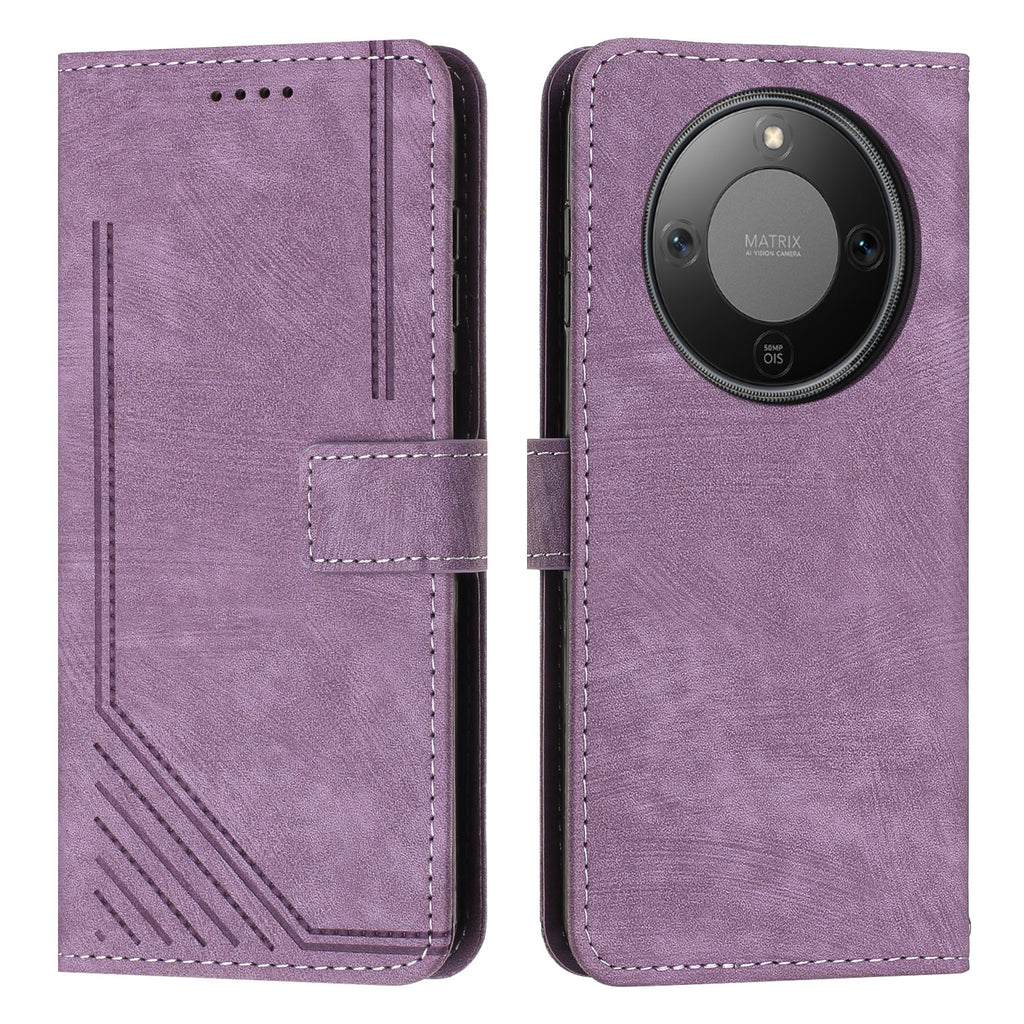 For Honor X70 5G / Honor X9d 5G Stand Case Imprinted Lines Leather Phone Cover