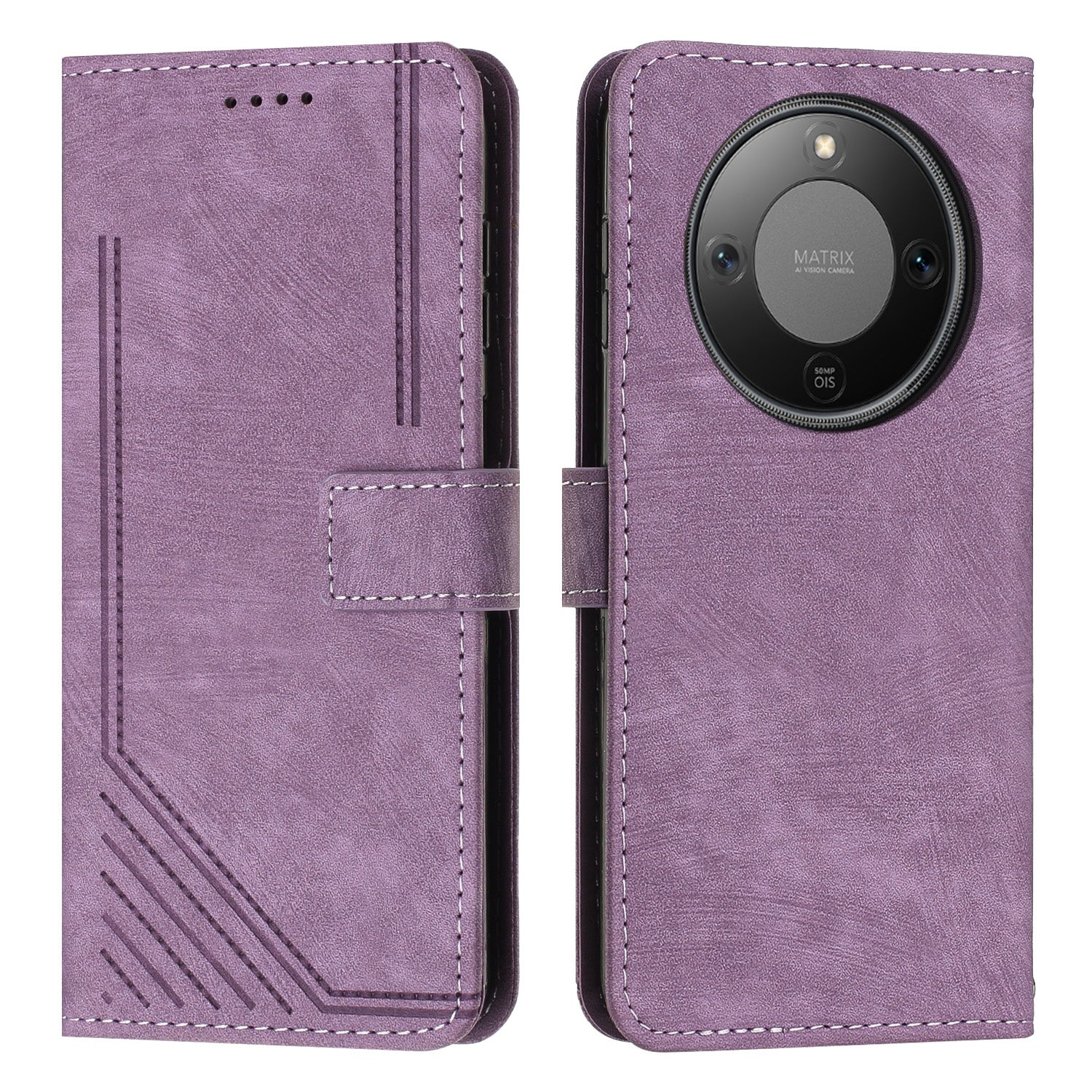 For Honor X70 5G / Honor X9d 5G Stand Case Imprinted Lines Leather Phone Cover