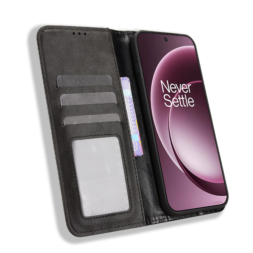 For OnePlus 15 5G Leather Case Wallet Stand Retro Texture Phone Cover